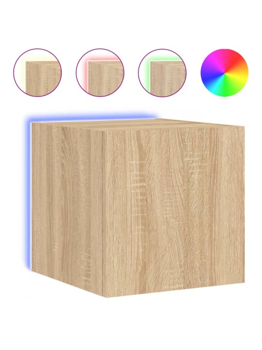 Tv plaukti ar led lampiņām, 2 gab., 30,5x35x30 cm, koka krāsa