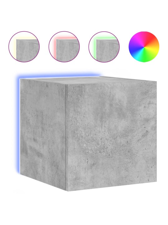 Tv galdiņi ar led lampiņām, betona pelēki, 30,5x35x30 cm