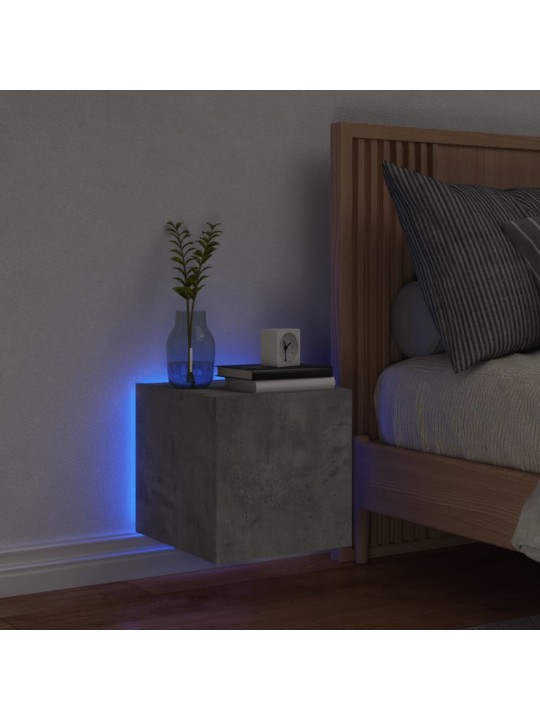 Tv galdiņi ar led lampiņām, betona pelēki, 30,5x35x30 cm