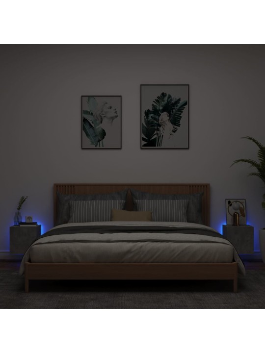 Tv galdiņi ar led lampiņām, 2 gab., betona pelēki, 30,5x35x30cm