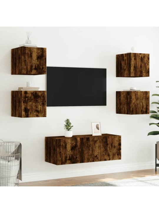 Tv plaukti ar led lampiņām, 30,5x35x30 cm, ozolkoka krāsā