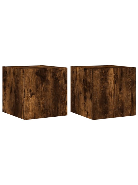 Tv plaukti ar led lampiņām, 2 gab., 30,5x35x30 cm, ozolkoka