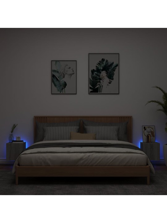 Tv plaukti ar led lampiņām, 2 gab., 30,5x35x30 cm, pelēka ozola