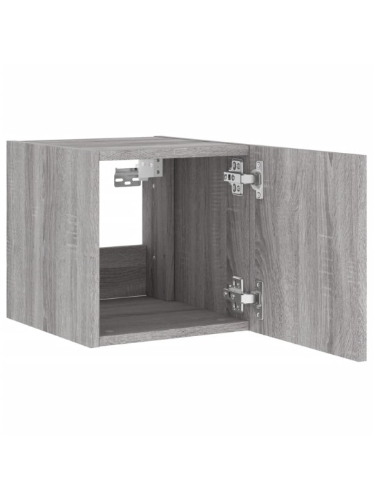 Tv plaukti ar led lampiņām, 2 gab., 30,5x35x30 cm, pelēka ozola