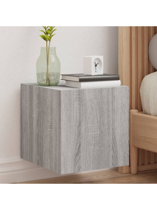 Tv plaukti ar led lampiņām, 2 gab., 30,5x35x30 cm, pelēka ozola