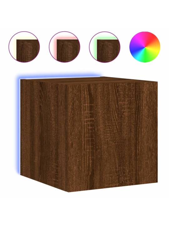 Tv plaukti ar led lampiņām, 30,5x35x30 cm, brūna ozola