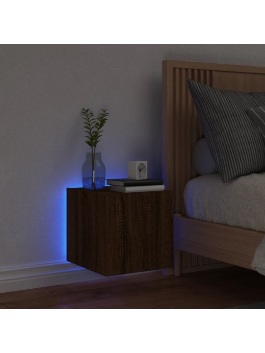 Tv plaukti ar led lampiņām, 30,5x35x30 cm, brūna ozola