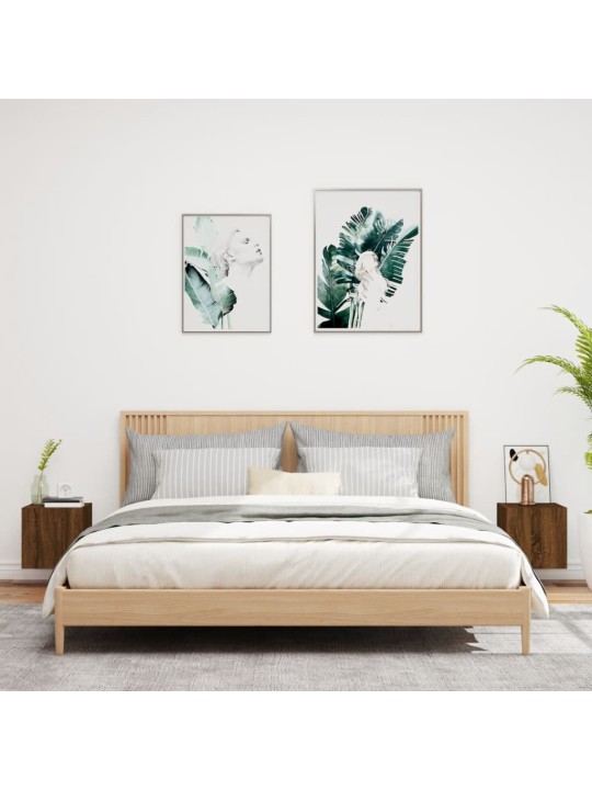 Tv plaukti ar led lampiņām, 2 gab., 30,5x35x30 cm, brūna ozola