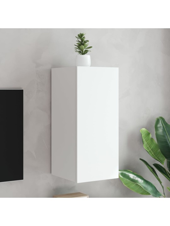 Tv galdiņš ar led lampiņām, balti, 30,5x35x70 cm