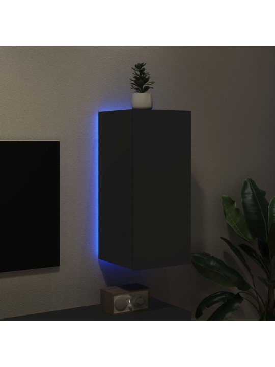 Tv galdiņš ar led lampiņām, melni, 30,5x35x70 cm