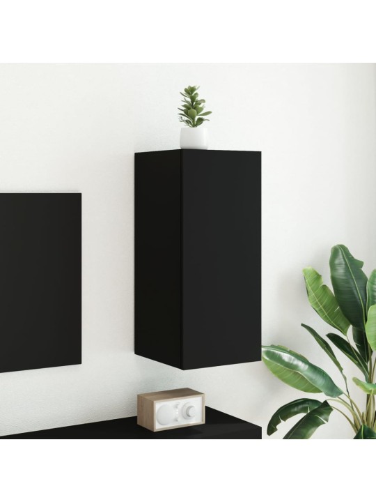 Tv galdiņš ar led lampiņām, melni, 30,5x35x70 cm