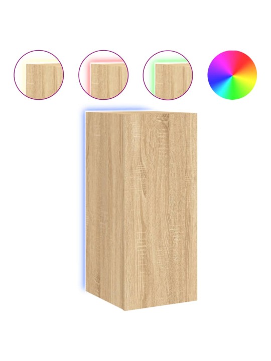 Tv plaukti ar led lampiņām, 30,5x35x70 cm, koka krāsā