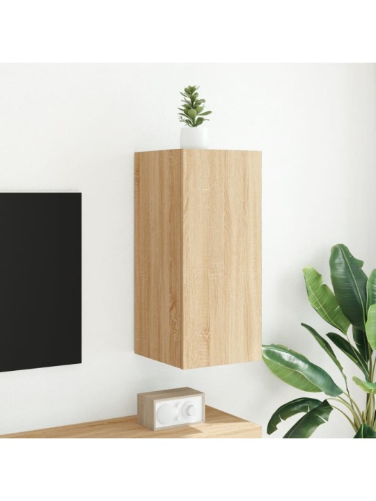 Tv plaukti ar led lampiņām, 30,5x35x70 cm, koka krāsā
