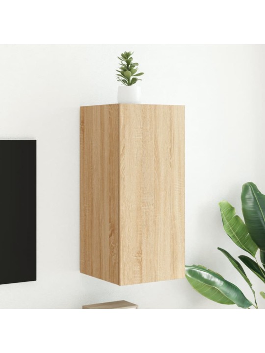 Tv plaukti ar led lampiņām, 30,5x35x70 cm, koka krāsā