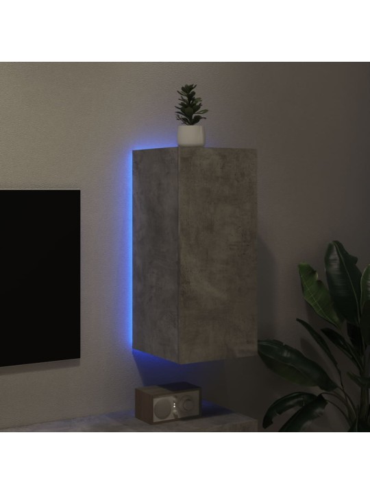 Tv galdiņi ar led lampiņām, betona pelēki, 30,5x35x70 cm