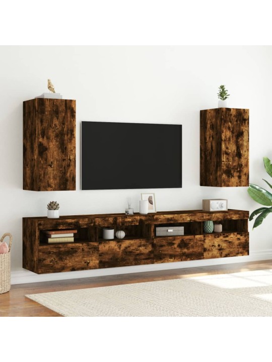 Tv plaukti ar led lampiņām, 30,5x35x70 cm, ozolkoka krāsā