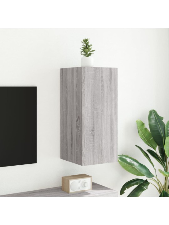 Tv skapītis ar led lampiņām, pelēka ozola krāsa, 30,5x35x70 cm