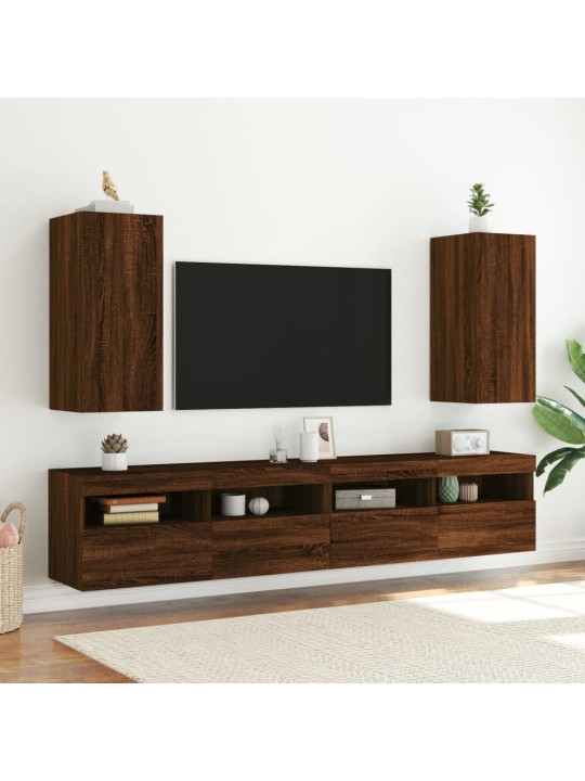 Tv plaukti ar led lampiņām, 30,5x35x70 cm, brūna ozola