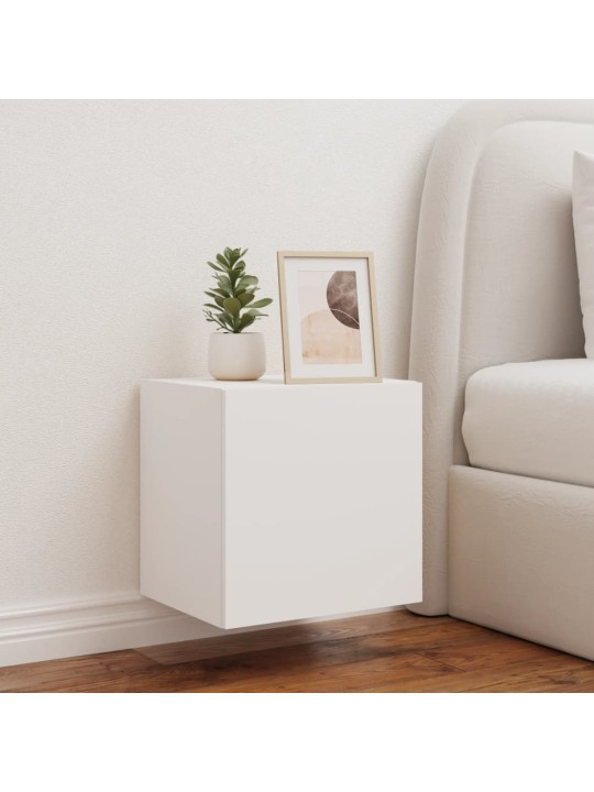 Tv galdiņš ar led lampiņām, balti, 40,5x35x40 cm