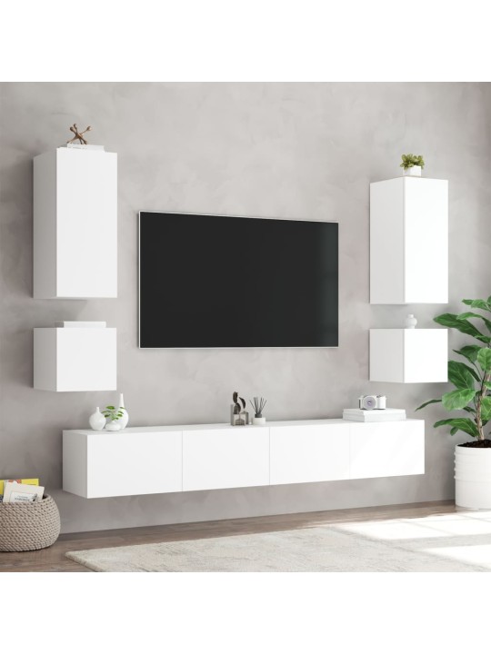 Tv galdiņš ar led lampiņām, balti, 40,5x35x40 cm