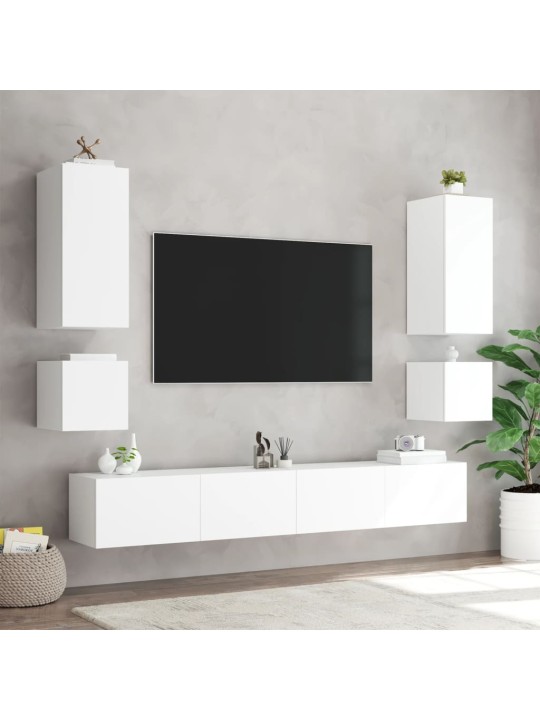 Tv galdiņi ar led lampiņām, 2 gab., balti, 40,5x35x40 cm