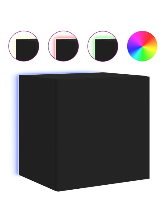 Tv galdiņš ar led lampiņām, melni, 40,5x35x40 cm