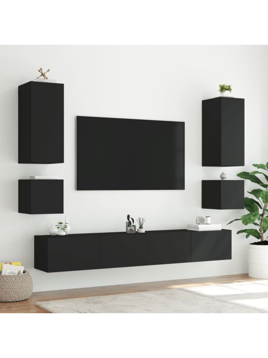 Tv galdiņš ar led lampiņām, melni, 40,5x35x40 cm