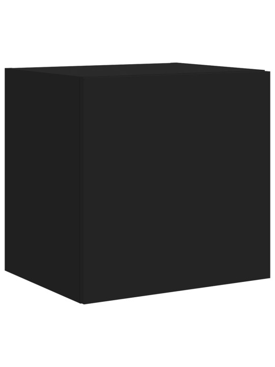 Tv plaukti ar led lampiņām, 2 gab., melni, 40,5x35x40 cm