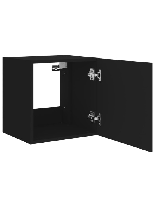Tv plaukti ar led lampiņām, 2 gab., melni, 40,5x35x40 cm
