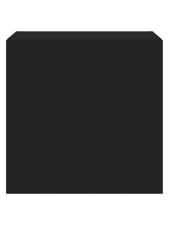 Tv plaukti ar led lampiņām, 2 gab., melni, 40,5x35x40 cm