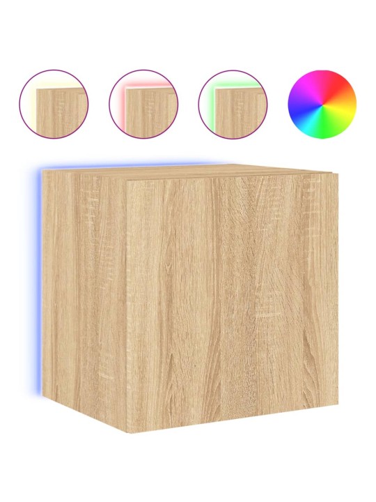Tv plaukti ar led lampiņām, 40,5x35x40 cm, koka krāsā