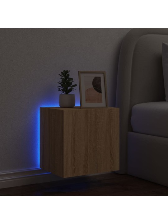 Tv plaukti ar led lampiņām, 40,5x35x40 cm, koka krāsā