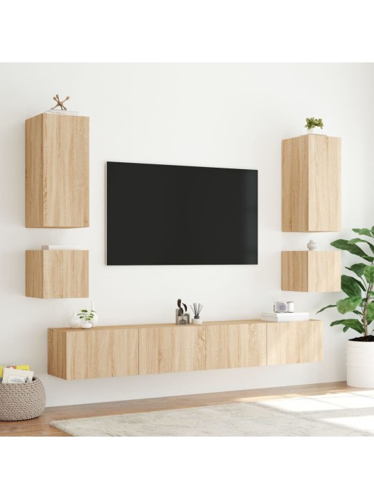 Tv plaukti ar led lampiņām, 40,5x35x40 cm, koka krāsā
