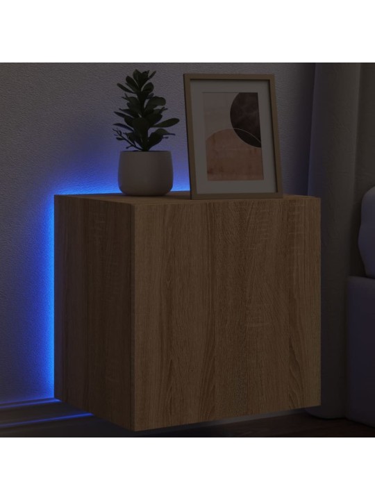 Tv plaukti ar led lampiņām, 40,5x35x40 cm, koka krāsā