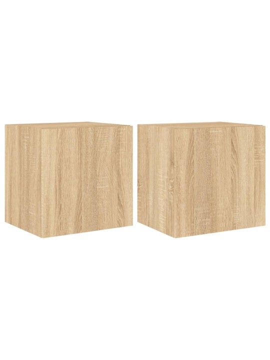 Tv plaukti ar led lampiņām, 2 gab., 40,5x35x40 cm, koka krāsa
