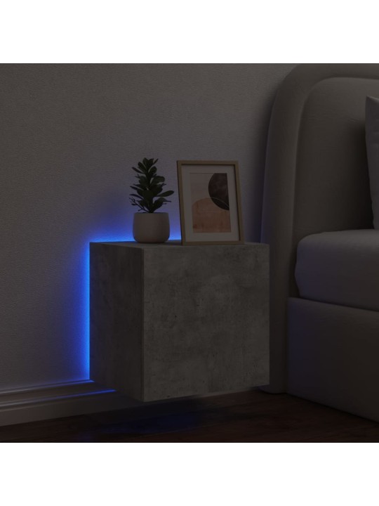 Tv galdiņi ar led lampiņām, betona pelēki, 40,5x35x40 cm