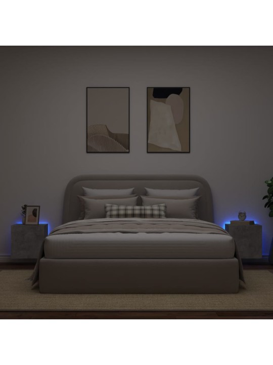 Tv galdiņi ar led lampiņām, 2 gab., betona pelēki, 40,5x35x40cm