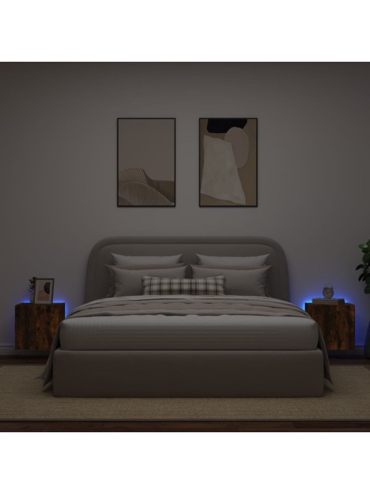 Tv plaukti ar led lampiņām, 2 gab., 40,5x35x40 cm, ozolkoka