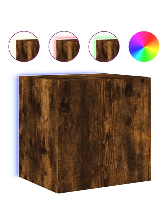 Tv plaukti ar led lampiņām, 2 gab., 40,5x35x40 cm, ozolkoka