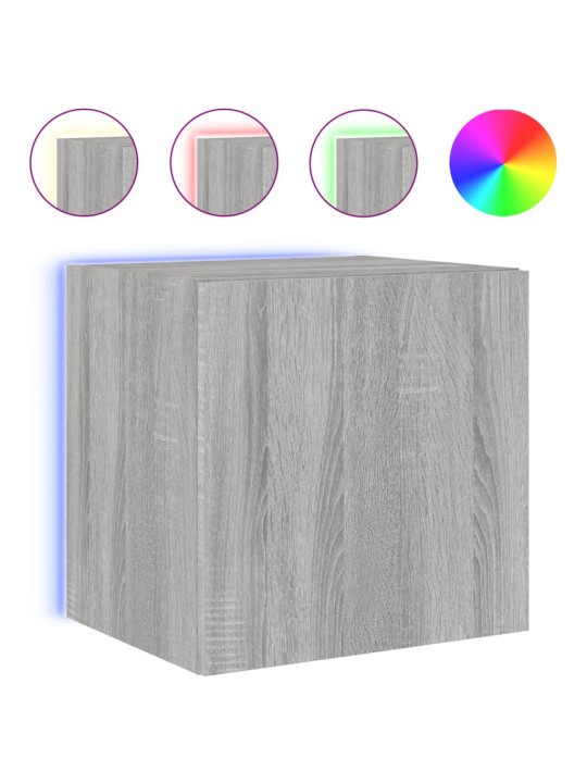 Tv skapītis ar led lampiņām, pelēka ozola krāsa, 40,5x35x40 cm