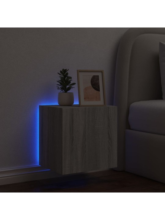 Tv skapītis ar led lampiņām, pelēka ozola krāsa, 40,5x35x40 cm