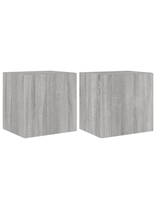 Tv plaukti ar led lampiņām, 2 gab., 40,5x35x40 cm, pelēka ozola