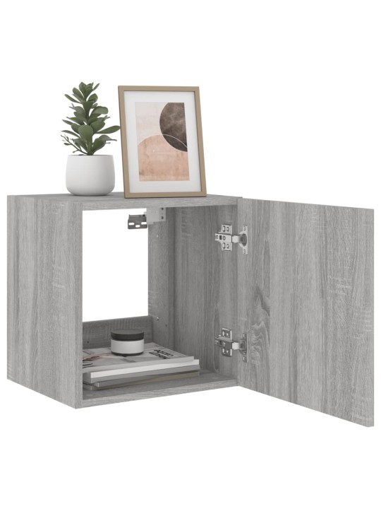 Tv plaukti ar led lampiņām, 2 gab., 40,5x35x40 cm, pelēka ozola