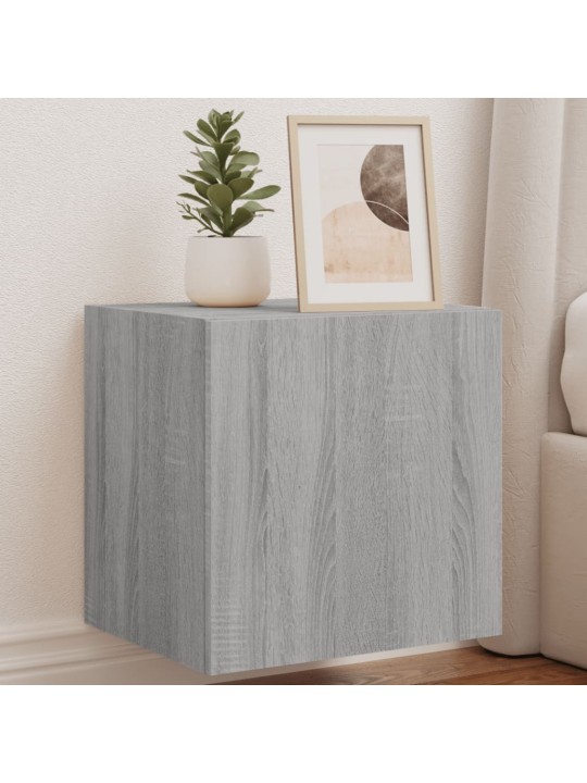 Tv plaukti ar led lampiņām, 2 gab., 40,5x35x40 cm, pelēka ozola