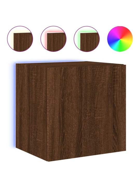 Tv plaukti ar led lampiņām, 40,5x35x40 cm, brūna ozola