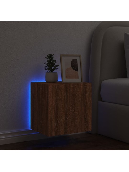 Tv plaukti ar led lampiņām, 40,5x35x40 cm, brūna ozola