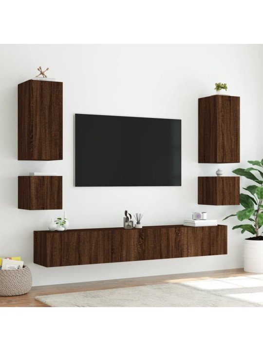 Tv plaukti ar led lampiņām, 40,5x35x40 cm, brūna ozola