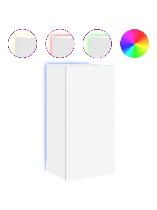 Tv galdiņš ar led lampiņām, balti, 40,5x35x80 cm