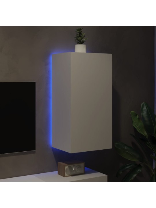 Tv galdiņš ar led lampiņām, balti, 40,5x35x80 cm