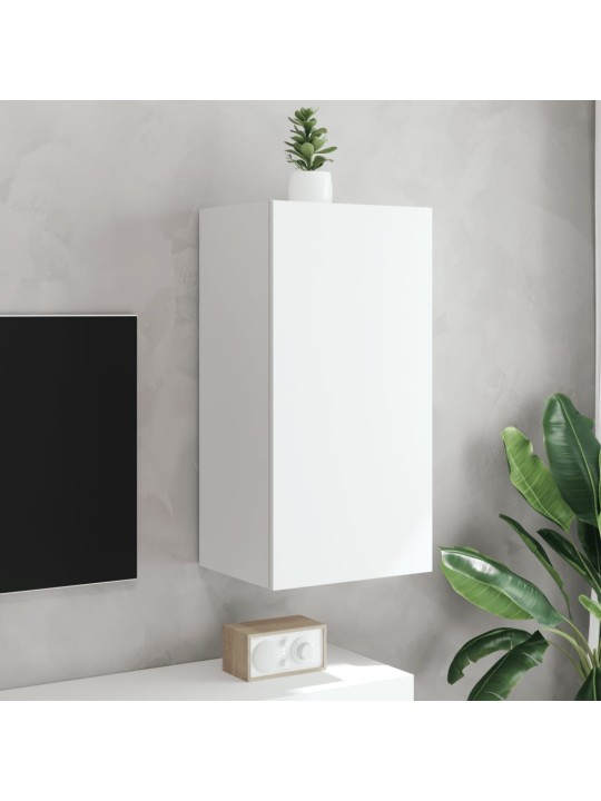 Tv galdiņš ar led lampiņām, balti, 40,5x35x80 cm